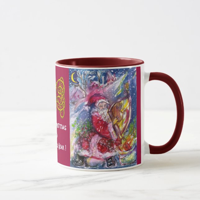 Caneca SANTA CLAUS JOGANDO HARP EM NÓS Celtas LUMINOSOS (Direita)