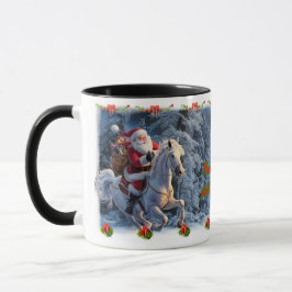 Caneca Santa Claus on a Horse on a Ceramic Coffee