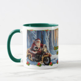 Caneca Santa Claus on a Motorcycle on a Ceramic Coffee