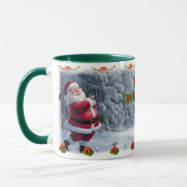 Caneca Santa Claus plays Golf on a Ceramic Coffee Mug