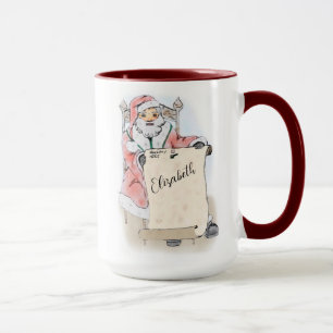 Caneca Santa Claus Scroll Naughle Lista Bela Personalizad