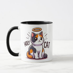 Caneca Santa Gata - Calico Gato com Halo Cute Engraçado