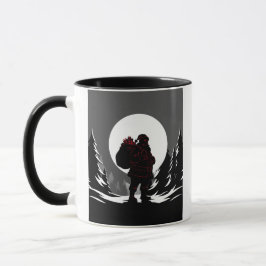 Caneca Santa Noir – Black & White Santa with Red Glow 