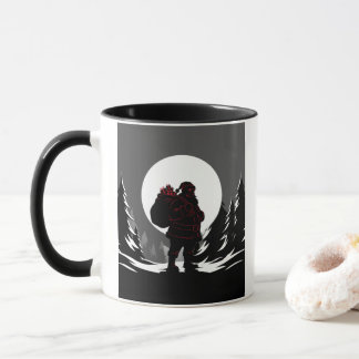 Caneca Santa Noir – Black & White Santa with Red Glow