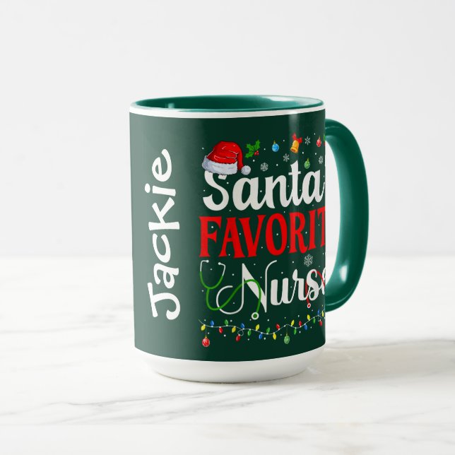 Caneca Santa’s Favorite Nurse (Frente Esquerda)