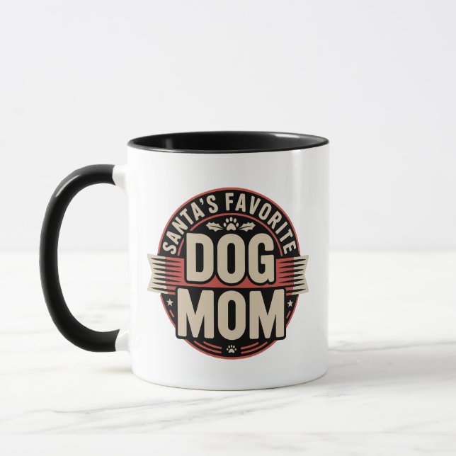 Caneca Santa's Favorite Dog Mom Badge (Esquerda)