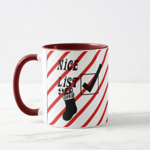 Caneca Santas Nice lista malvada de arte de Natal