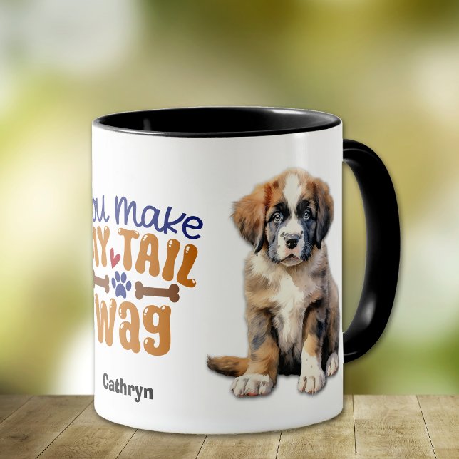 Caneca Santo Bernard Puppy Você Faz Minha Cauda (Criador carregado)
