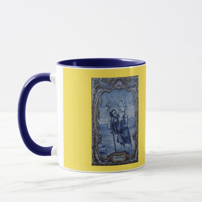 Caneca Santo Christopher Blue Azulejo Coffee Mug (Esquerda)