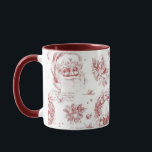 Caneca Santo Nicholas Christmas Country Red Toile<br><div class="desc">Abraçar o espírito da estação com este Santo Nicholas Decoupage Country Red Toile Christmas Mug. Apresentando um elegante padrão vermelho de recorte com uma representação inspirada na safra do Santo Nicholas, esta caneca adiciona um charme eterno às suas comemorações de férias. Perfeito para costurar suas bebidas festivas favoritas, esta caneca...</div>