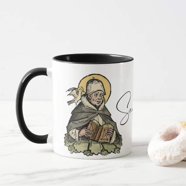 Caneca Santo Thomas Aquinas, Santo católico Mug de Café (Com Donut)
