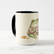 Sapo Aconchegante de Outono Kawaii Café com Temper