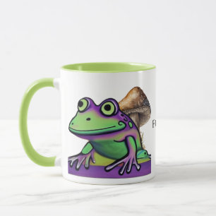 Caneca Sapo bonito e cogumelo. Nome editável