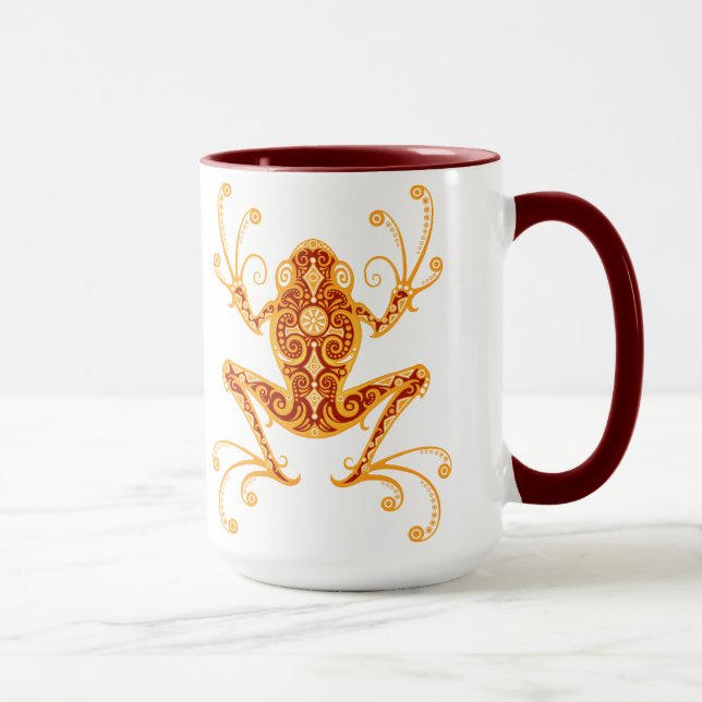 Caneca Sapo de árvore vermelho dourado intrincado (Direita)