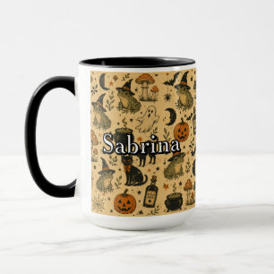 Caneca Sapo de Halloween Vintage Nome Personalizado