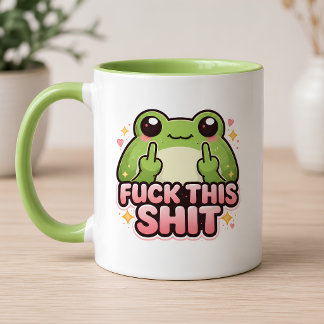 Caneca Sapo Fofo com o Dedo do Meio Kawaii Verde