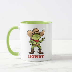 Caneca Sapo Howdy Western Sapo Engraçado Meme Cowboy