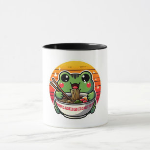 Caneca Sapo Kawaii Abate Ramen Negra Animes Coloridos