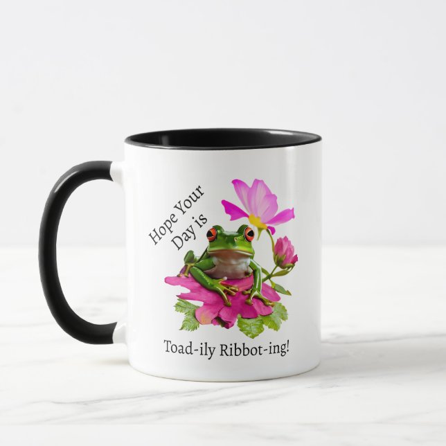 Caneca Sapo ou Tope Bonito Trocadilho com Flores Rosa (Esquerda)