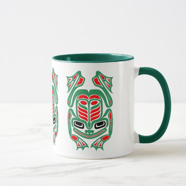 Caneca Sapo vermelho e verde da arte nativa do Haida (Direita)
