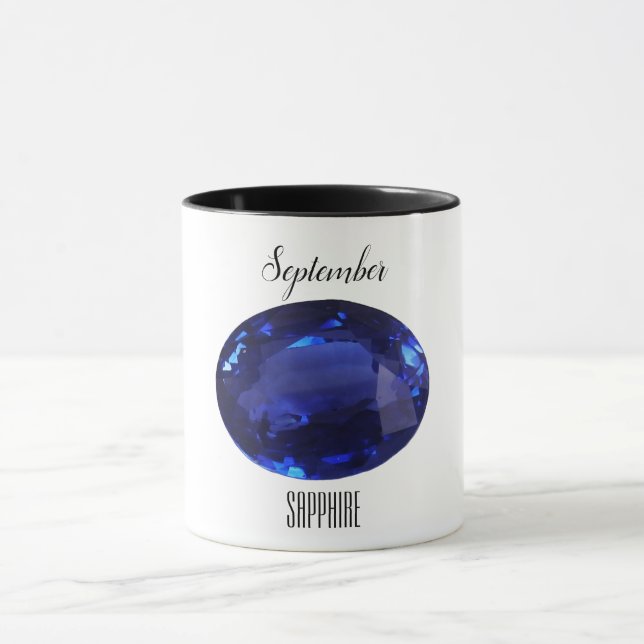 Caneca Sapphire Gem Blue Coffee Mug Setembro Birthstone (Centro)