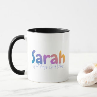 Caneca Sarah Name Gift - Good Things Good Vibes