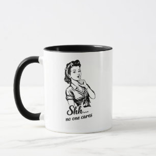 Caneca Sarcástica Retro 'Shh Ninguém Liga'