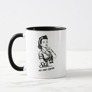 Caneca Sarcástica Retro 'Shh Ninguém Liga'