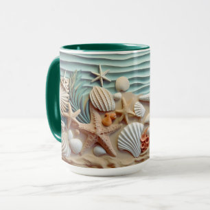Caneca Sashells Beach 3D Mug - Sip the Ocean Breeze