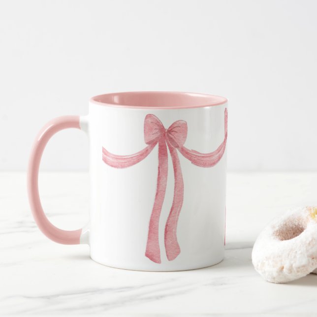 Caneca Satanás de fita rosa elegante parecem Bonito garot (Com Donut)