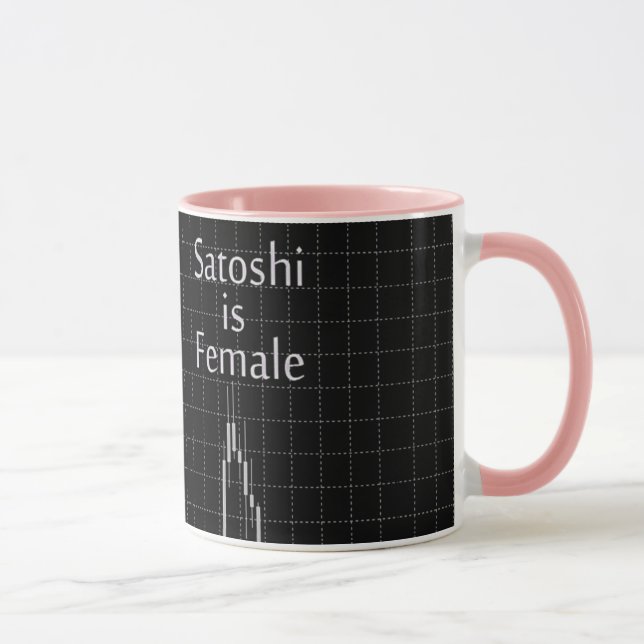 Caneca Satoshi é uma figura negra branca feminina (Direita)