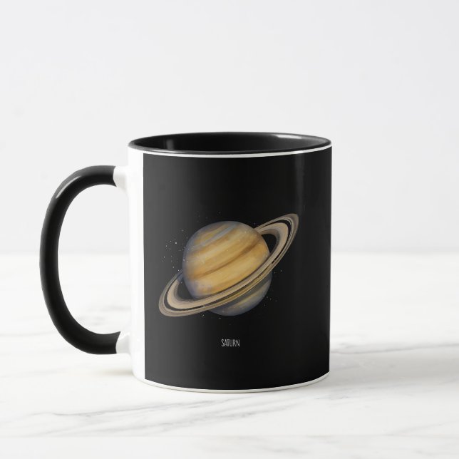 Caneca Saturno artístico com anéis vibrantes (Esquerda)