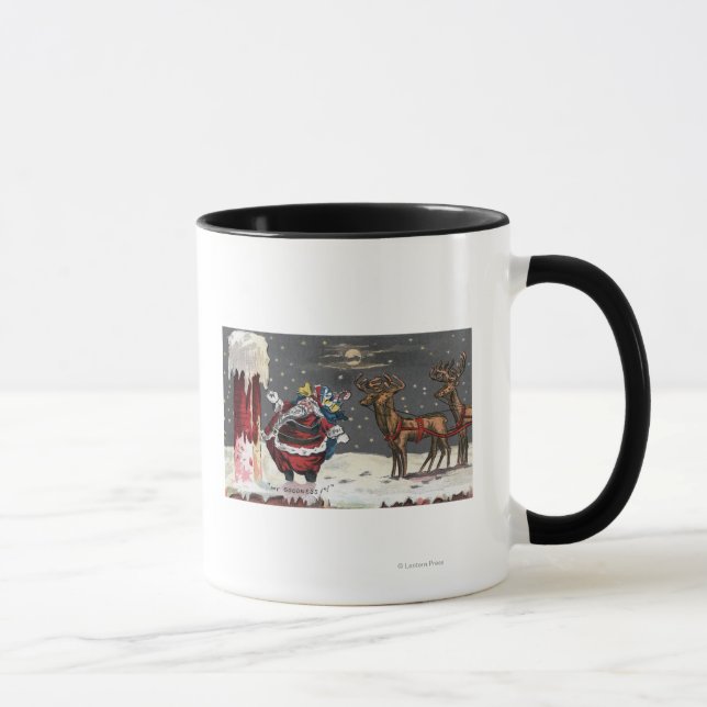 Caneca Saudação de NatalSanta e Chimney (Direita)
