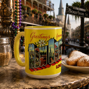 Caneca Saudações Antigas de Nova Orleans Cartão Postal de