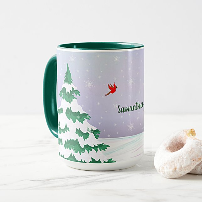Caneca Saudações de Natal dos Winter Cardinals (Criador carregado)