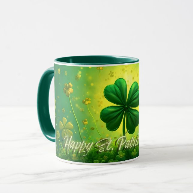 Caneca Saudações para o Dia de São Patrício (Frente Esquerda)