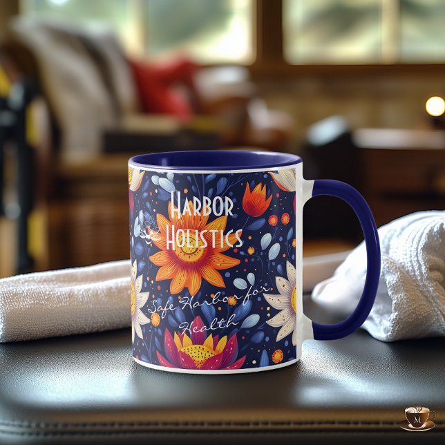Caneca Saúde Holística Empresarial, Girassol Vibrante & L (Criador carregado)