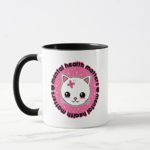 Caneca Saúde Mental Importa Kawaii Cat