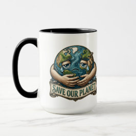 Caneca Save Our Planet Crying Earth Eco Awareness 