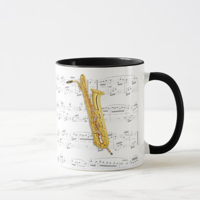 Caneca - saxofone baixo com partitura (Direita)