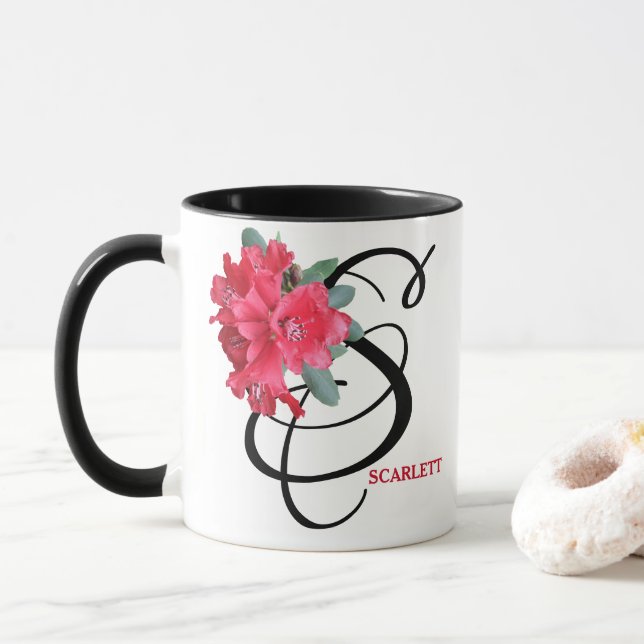 Caneca Scarlett personalizável: bonito diversão floral ve (Com Donut)