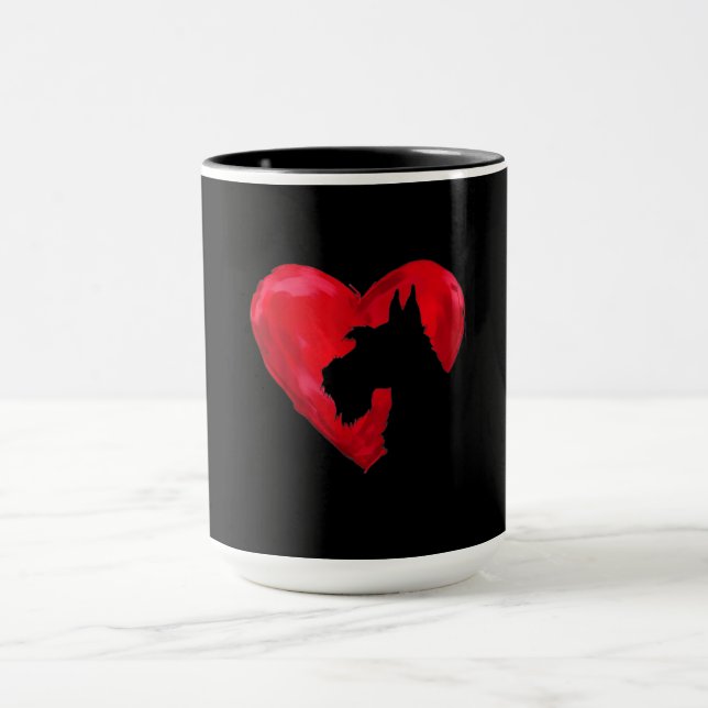 Caneca Schnauzer Heart Silhouette Dia de os namorados Dog (Centro)