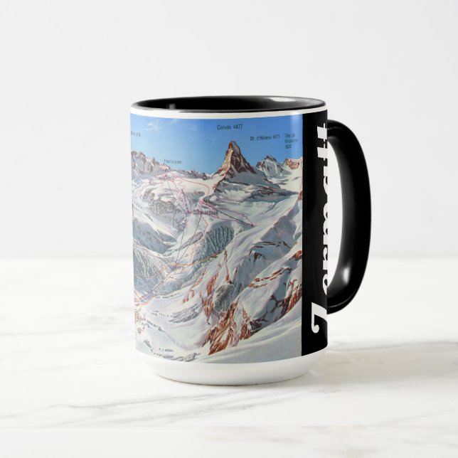 Caneca " Schweiz: 1970er/heute Wallis - Zermatt Panorama (Frente Esquerda)