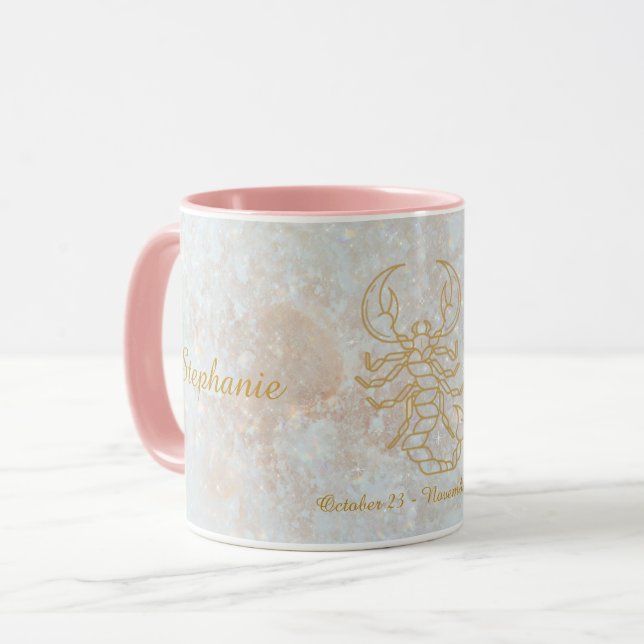 Caneca Scorpio Zodiac - Sinal Galáxia Monograma Glitter (Frente Esquerda)