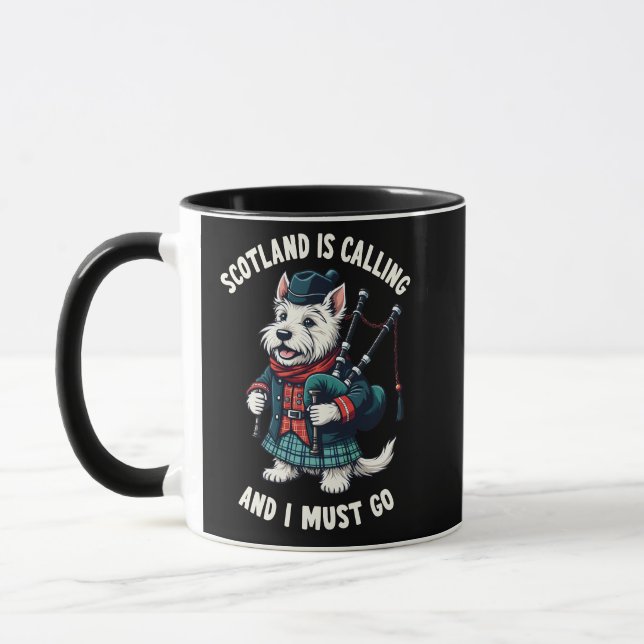 Caneca Scottish Terrier Dog Scotland Está Chamando E Eu P (Esquerda)
