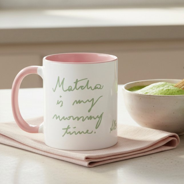 Caneca Script de Chá Correspondente à Mamãe de Nome Perso (Criador carregado)
