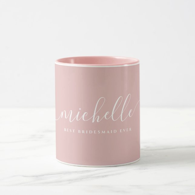 Caneca Script de Nome Personalizado Da Melhor Bridesmaid  (Centro)