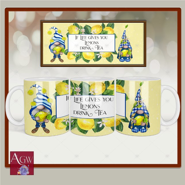 Caneca Se viver lhe dá limões gnomos amarelo (Criador carregado)