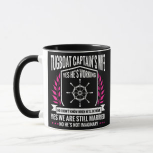 Caneca Seaman Sailor Naval Tugboat Capitão Esposa 