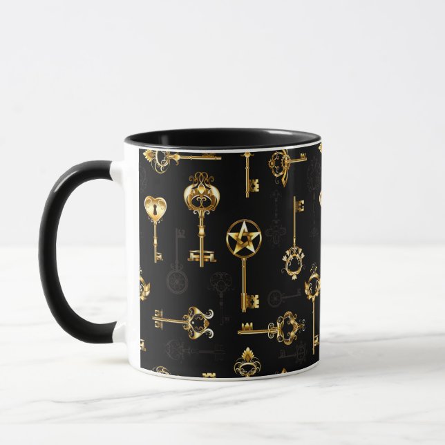 Caneca Seamless Pattern with Golden Keys (Esquerda)